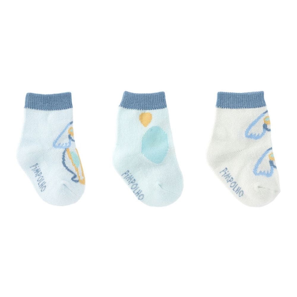 Kit Meia Bebê C/3 Pares TAG00-15 Azul Cachorro -Pimpolho