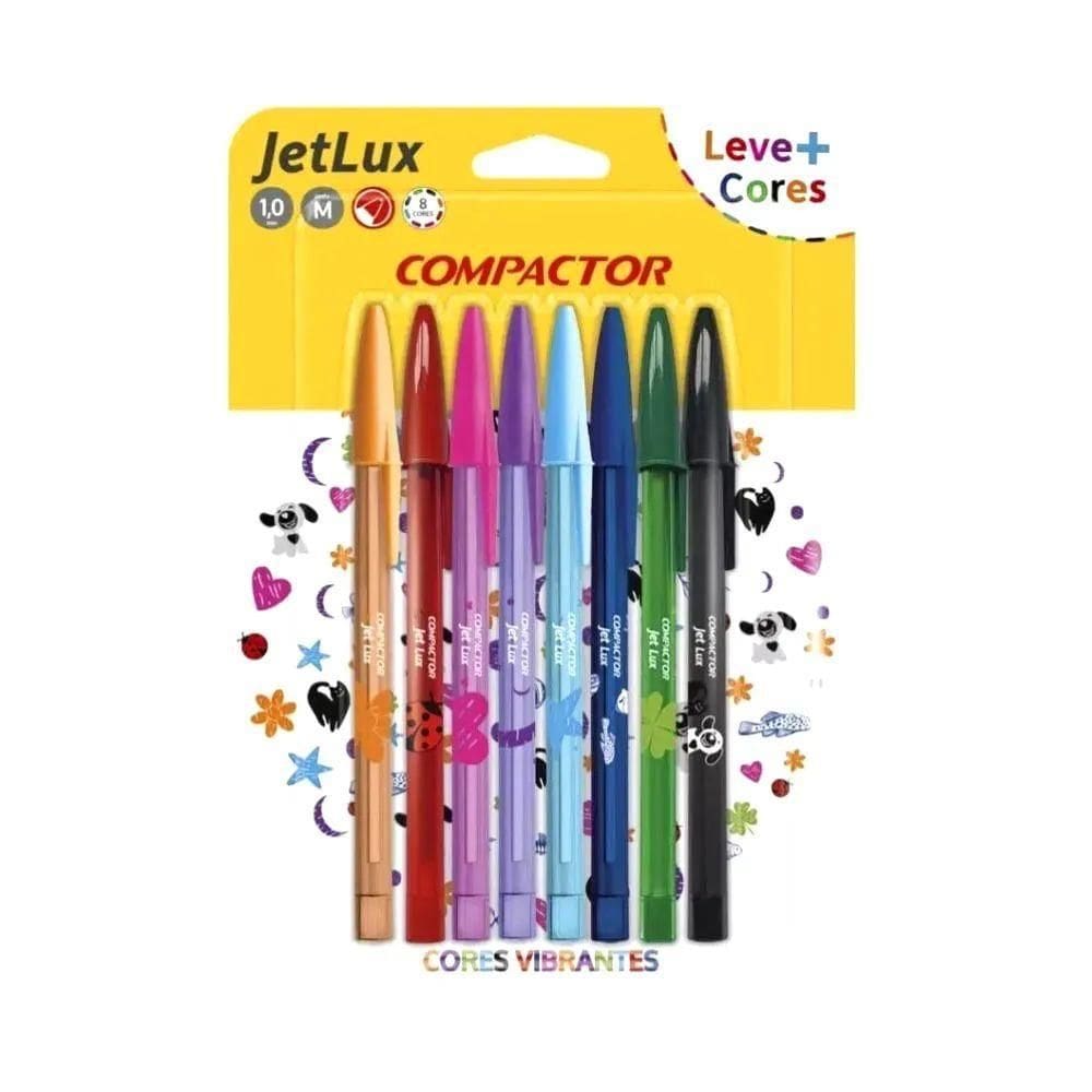 Kit Caneta Esferografica Jet Lux 8 Cores Compactor
