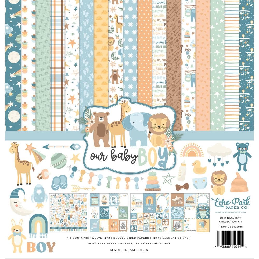 Kit de coleção de scrapbooking Echo Park Our Baby Boy 30x30cm