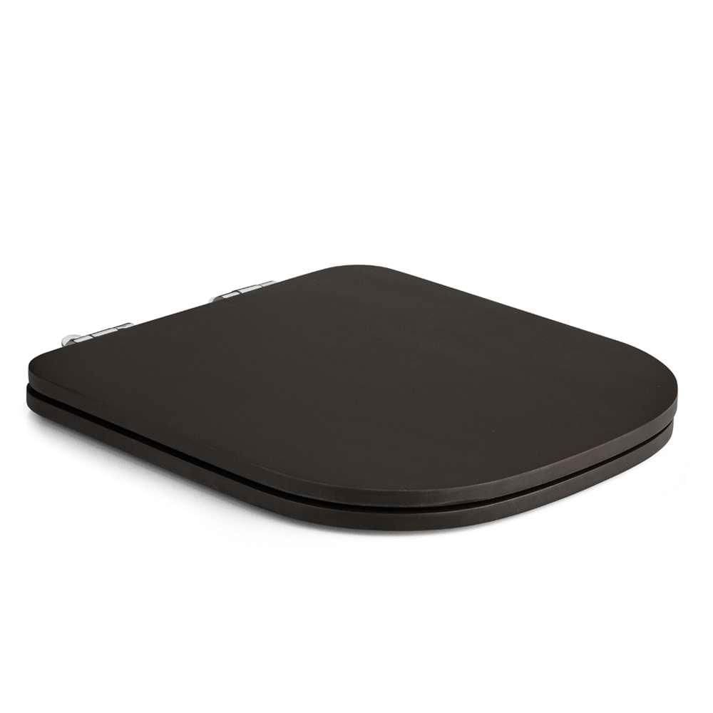 Assento Sanitário Canto Reto Soft Close Quadra Marrom Fosco para Deca