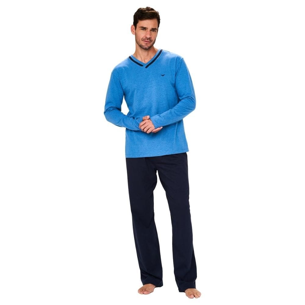 Pijama Masculino Longo Malha Peletizada Xadrez 248132