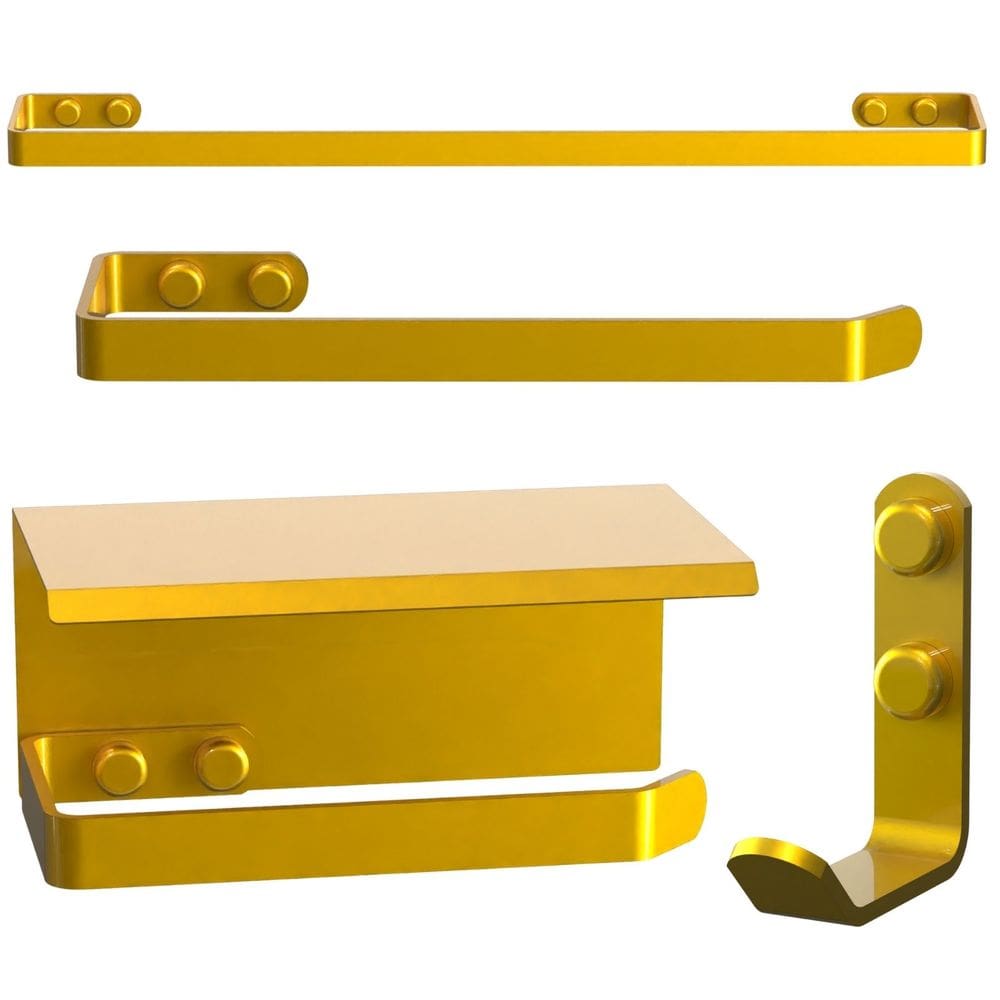 Kit de Acessórios Para Banheiro 4 Peças Dourado FS MAX