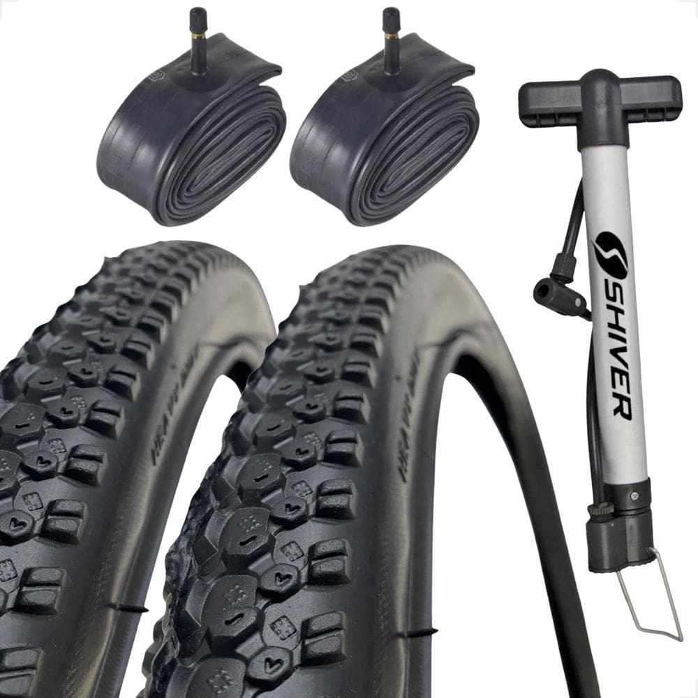 PAR Pneu Bike Bicicleta Mtb Shiver Scorpion Excess Aro 26 x 1.95 Arame + PAR Camara + bomba de ar