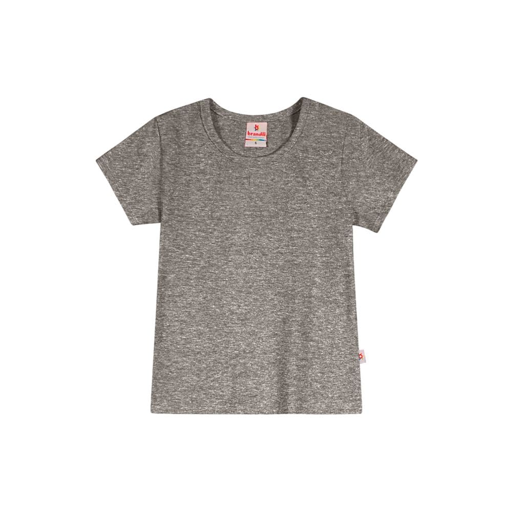 Blusa Básica Infantil Menina Em Algodão Cinza Brandili