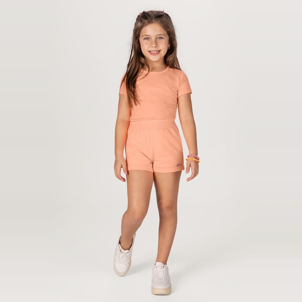 Blusa Básica Infantil Menina Cotton Rosa Brandili