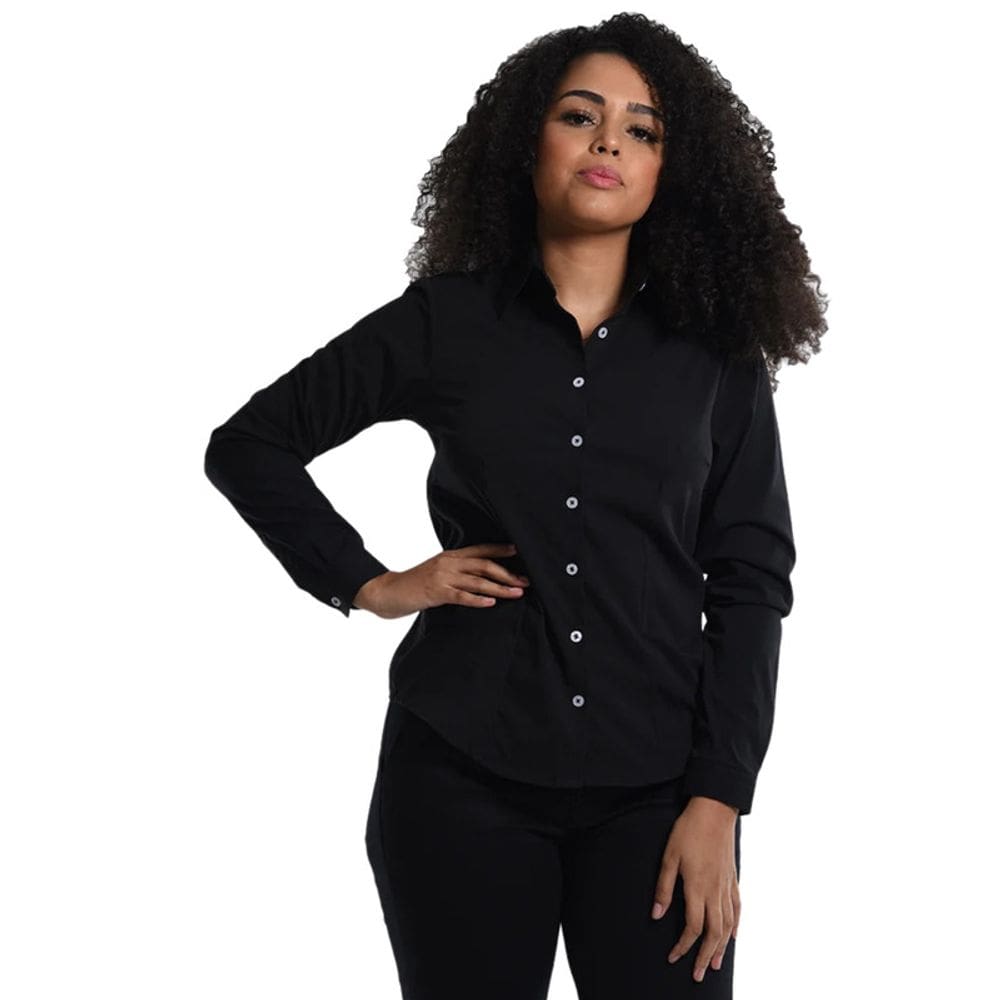 Camisete Tricoline Manga Longa Preto