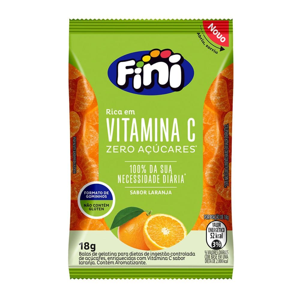 Bala de Gelatina Fini Bem Estar Vitamina C Sabor Laranja 18g