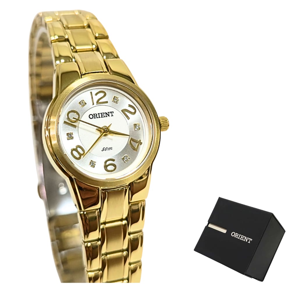 Relógio Orient Feminino Analógico Dourado Cristais FGSS0067 S2KX