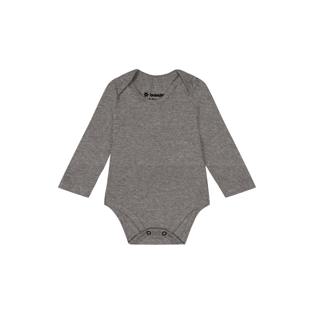 Body Manga Longa Bebê Em Cotton Cinza Brandili