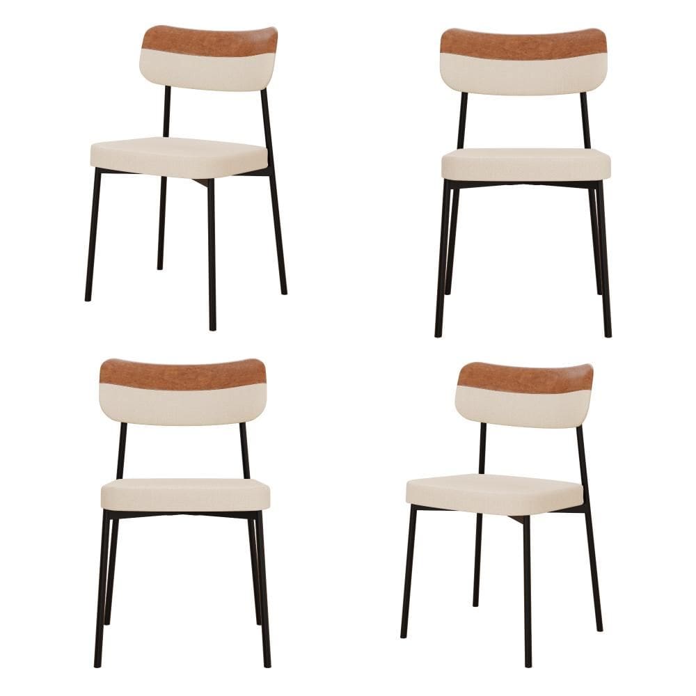 4 Un. Cadeira Fixa Estofada Mynna Tecido Meclado