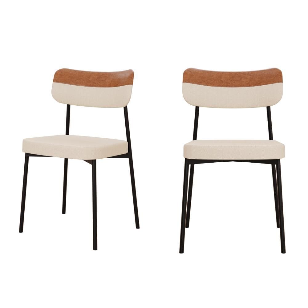 2 Un. Cadeira Fixa Estofada Mynna Tecido Meclado