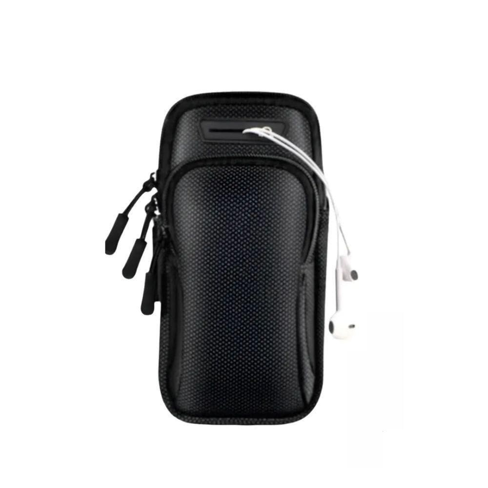 Braçadeira Esportiva Para Corrida Caminhada Treino Impermeável Com Alça Ajustável Cor:preto