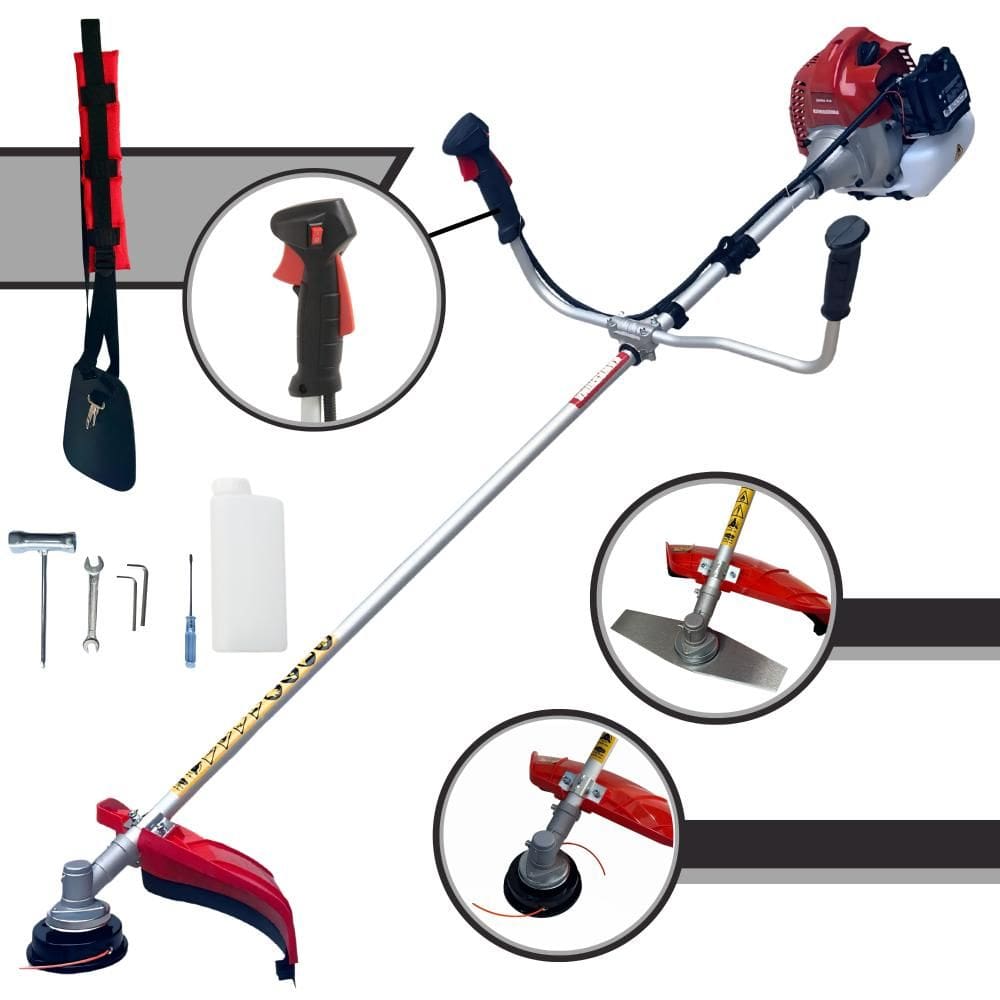 Roçadeira Multifunções Kawashima BCJ521-L Motor 2 Tempos 52cc 10.000rpm 2,5HP de Potência Cortador de Grama Com Cabeçote de Nylon + Lâmina 2 Pontas