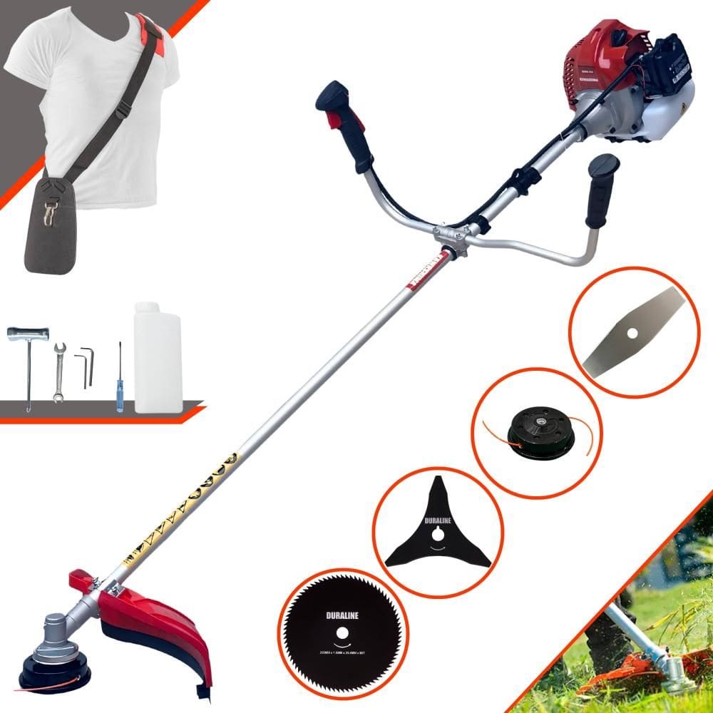 Roçadeira Kawashima BCJ521-L À Gasolina 2T 52cc 2,5HP Alta Rotação Com 4 Opções de Corte Com Carretel + Faca 2 Pontas + Faca 3 Pontas + Faca 80 Dentes