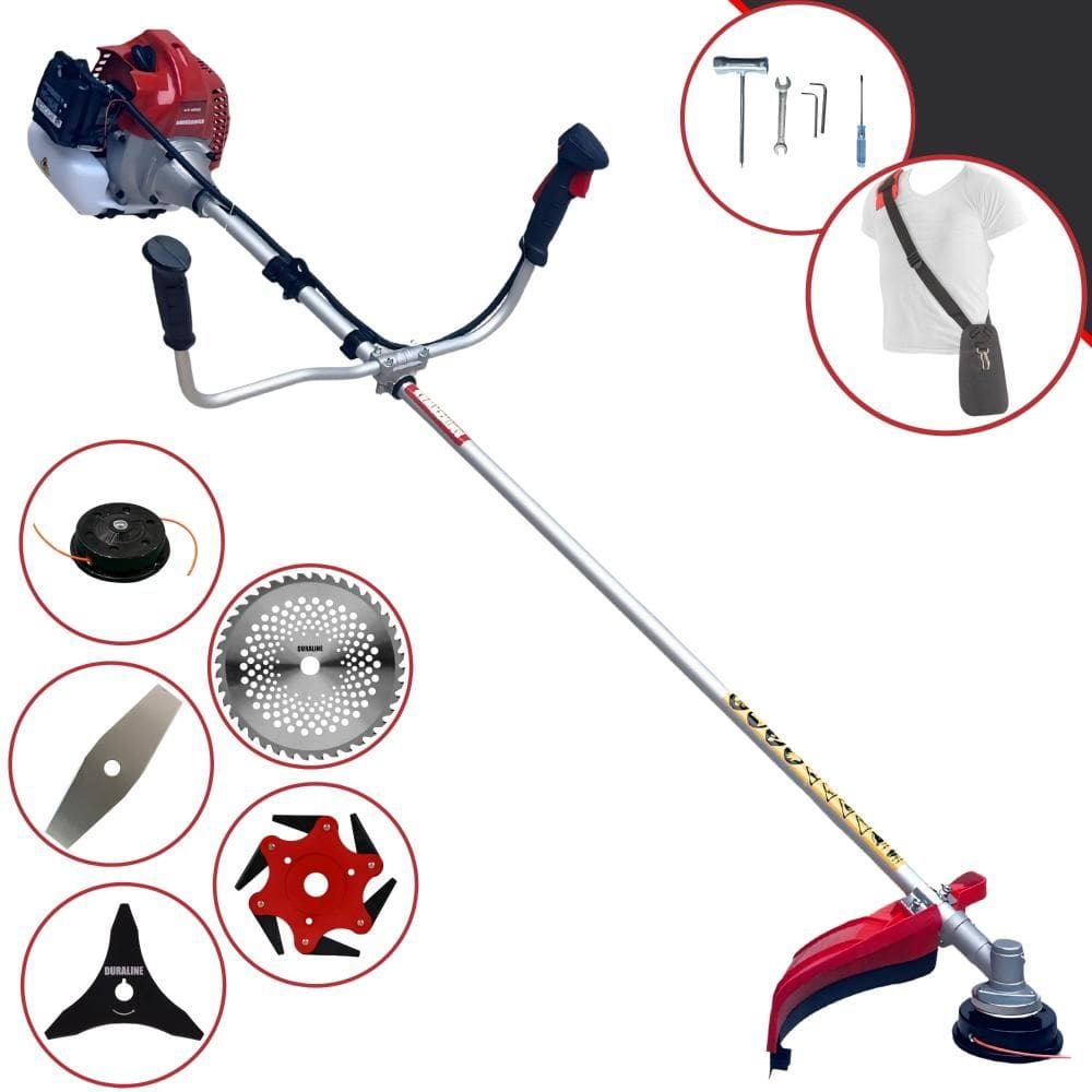 Roçadeira À Gasolina Kawashima BCJ521L 52cc 2,5HP 10.000rpm Com Carretel + Lâmina Facão + Lâmina 3 Pontas + Lâmina 6 Pontas + Disco 40 Dentes de Vídea