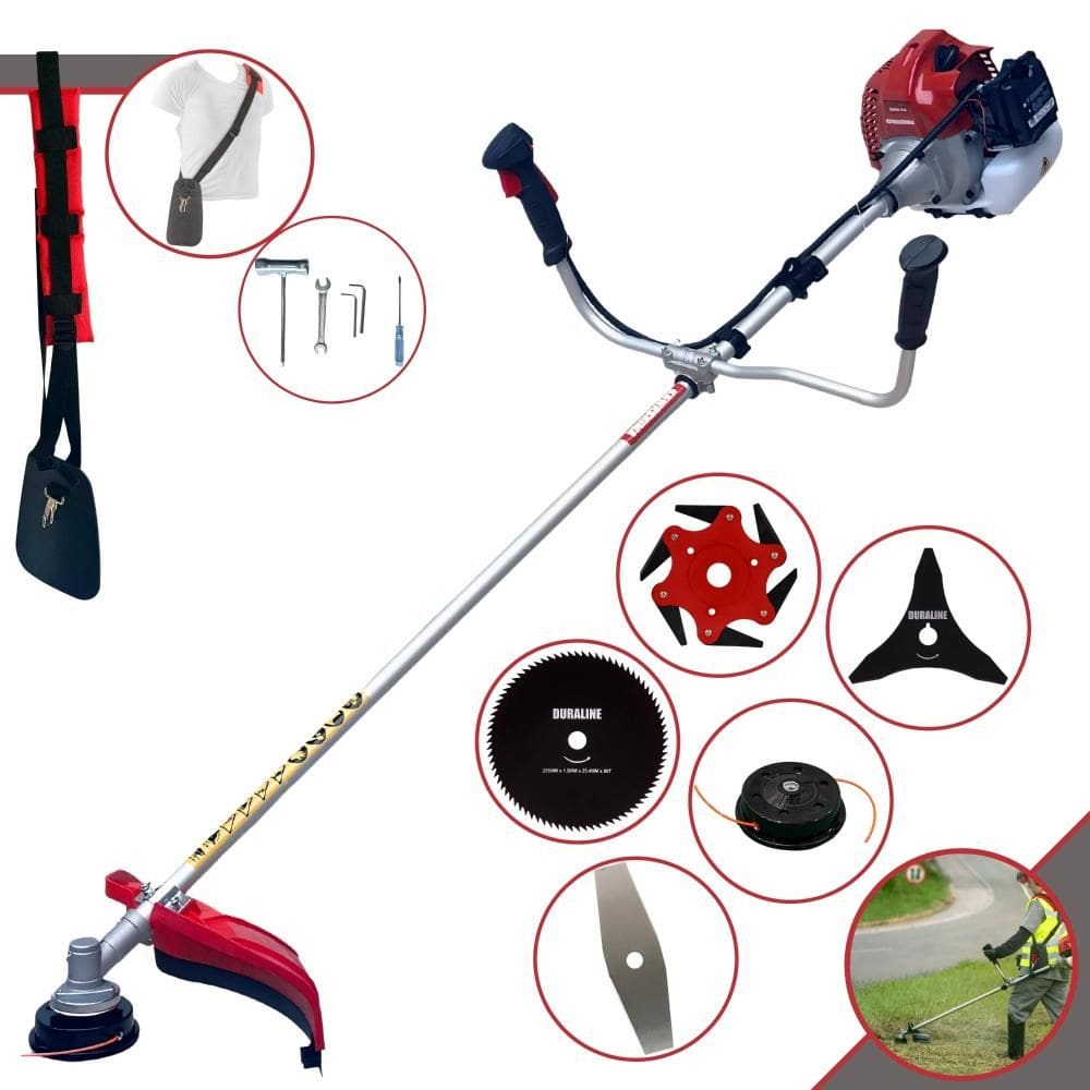 Roçadeira Kawashima BCJ521L À Gasolina 52cc 2,5HP Completo Com 5 Opções de Corte Com Carretel Nylon + Facas 2 Pontas + 3 Pontas + 6 Pontas + 80 Dentes