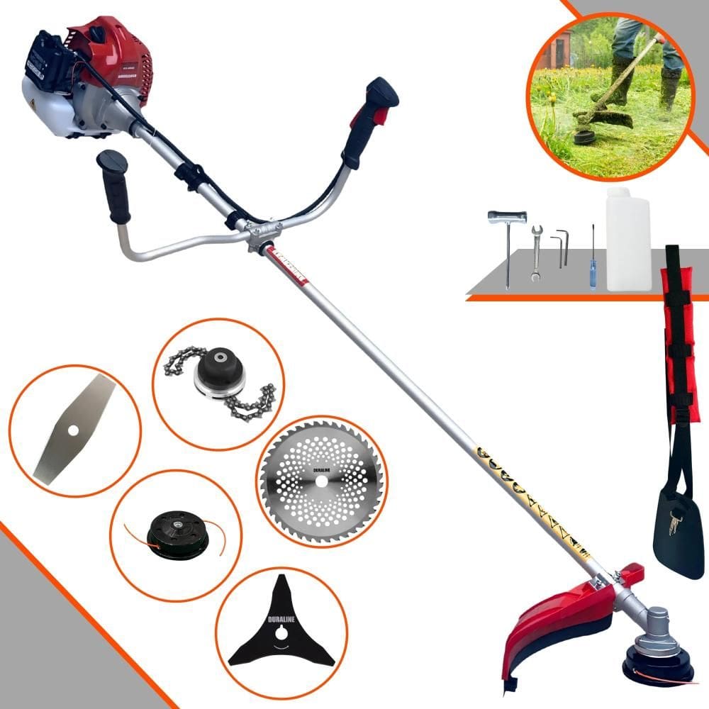 Máquina de Cortar Grama Profissional À Gasolina Kawashima BCJ521L 2 Tempos 52cc 2,5HP 10.000rpm Roçadeira Completa Multifunções Com 5 Opções de Cortes