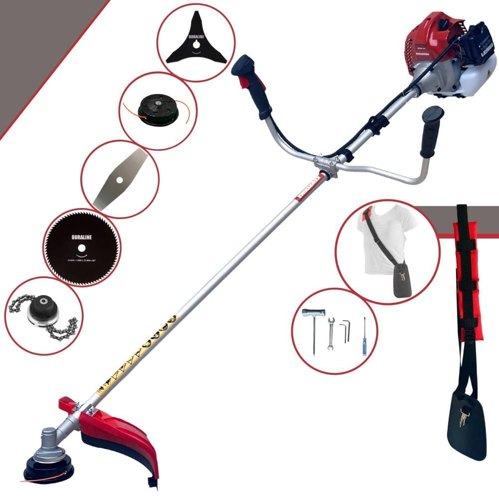 Roçadeira À Gasolina Kawashima BCJ521L 52cc 2,5HP 10.000rpm Multifunções Com Carretel + Lâmina Facão + Lâmina 3 Pontas + Lâmina 80 Dentes + Trimmer