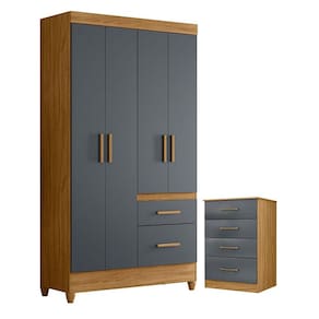 Guarda Roupa Solteiro Madri e Cômoda MS913 Freijó Cinza – Moval