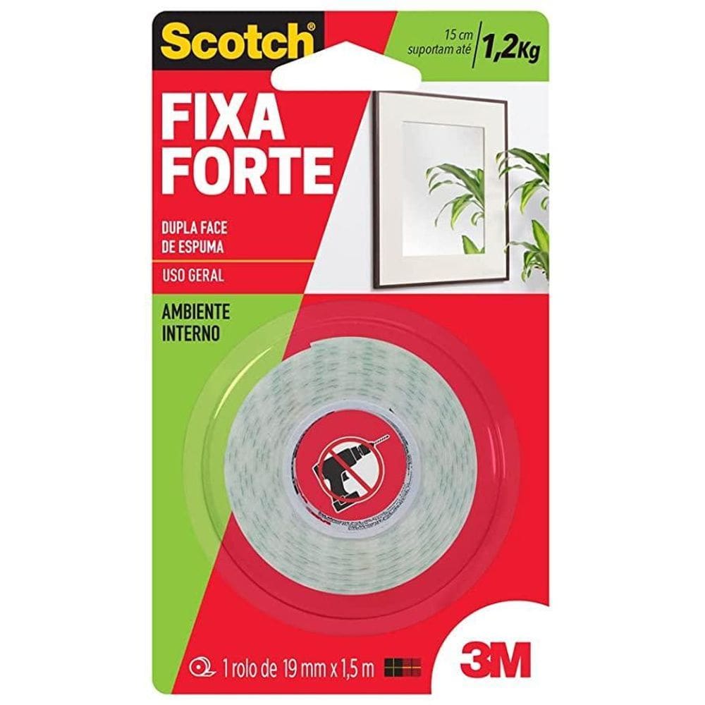 Fita Dupla Fixa Forte Espuma 19 X 1,5 - 3M