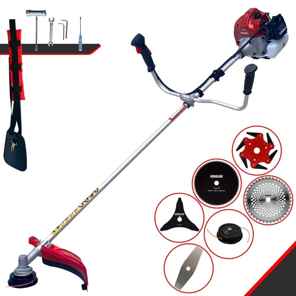 Roçadeira Kawashima BCJ521L À Gasolina 52cc 2,5HP 6 Em 1 Com Carretel, Faca 2 Pontas + Faca 3 Pontas + Faca 6 Pontas + Faca 40 Dentes + Faca 80 Dentes