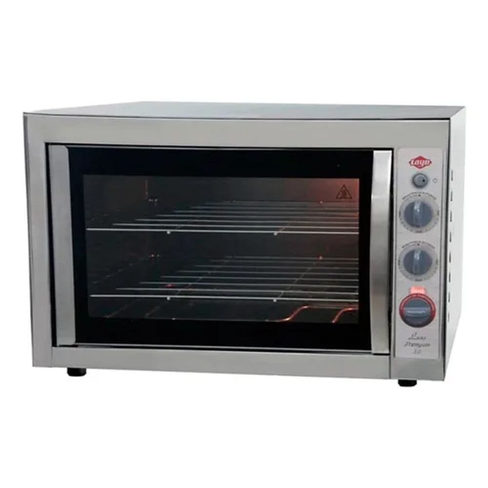 Forno Elétrico De Bancada Layr Luxo Premyum 65 litros, Com Puxadores Em Aço Inox, Visor Iluminado E Lâmpada Interna