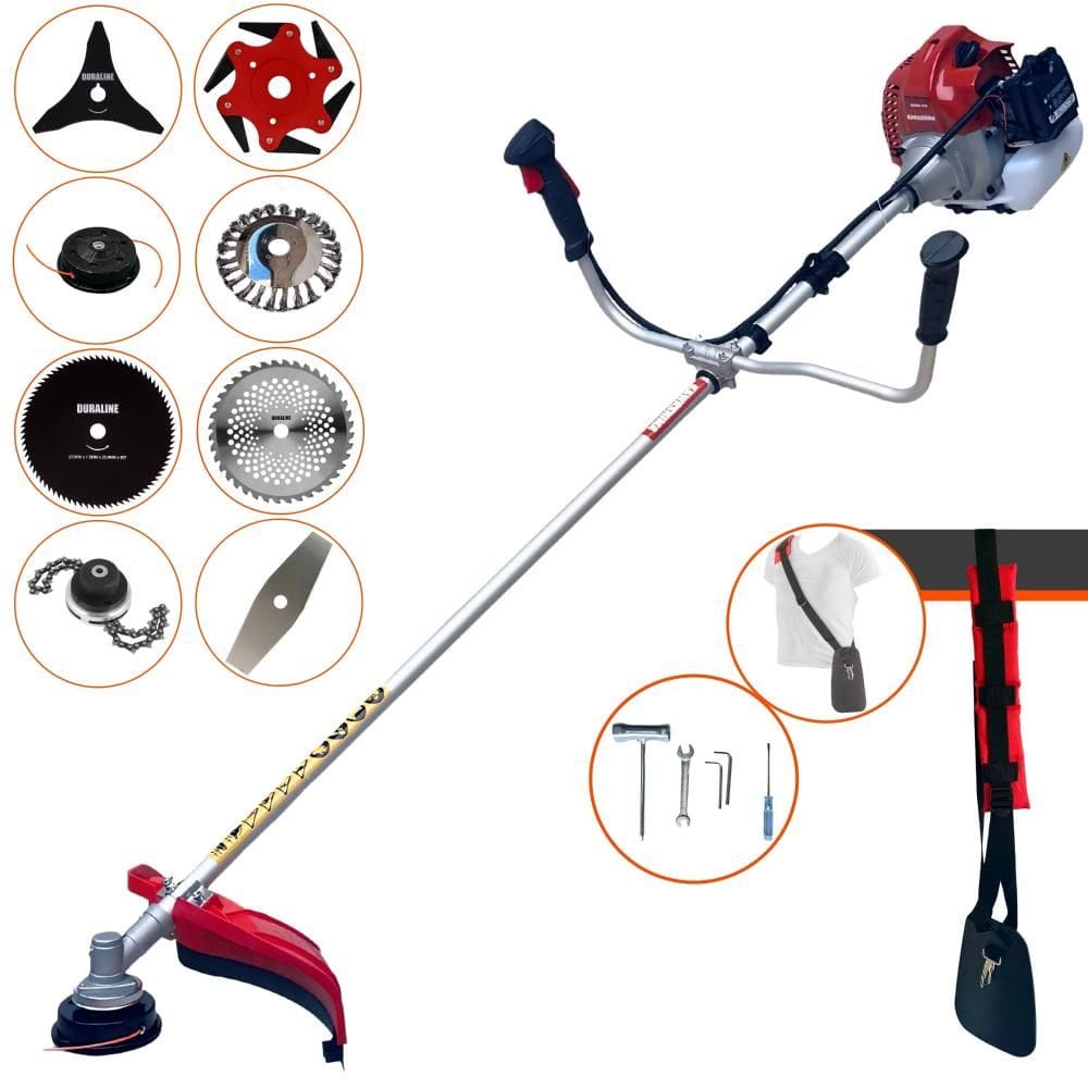 Roçadeira Profissional Completa Kawashima BCJ521L À Gasolina 2T 52cc 2,5HP de Potência Alta Rotação Com Carretel de Nylon + Kit 7 Opções de Cortes