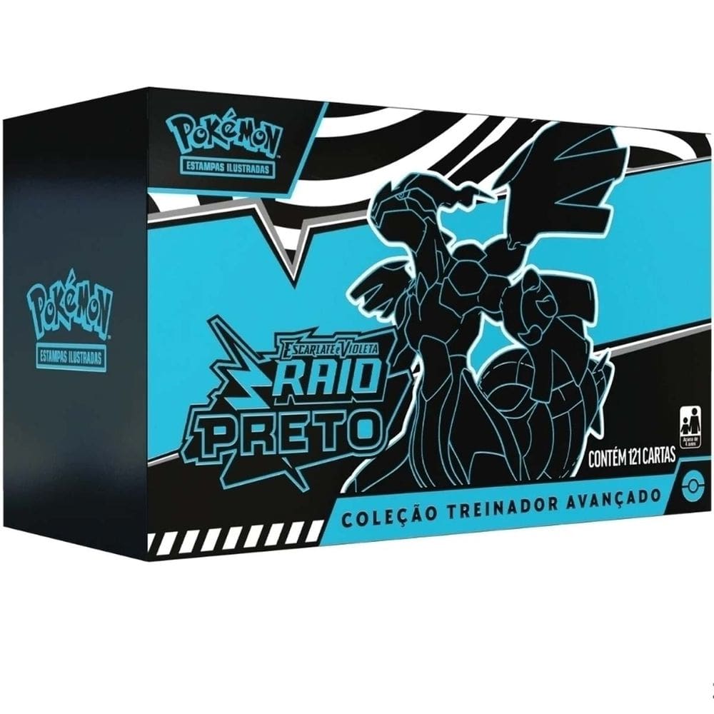 Box Treinador Avançado Pokemon Escarlate e Violeta 10.5 Raio Preto Copag 121 Cartas