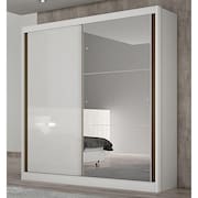 Guarda Roupa Solteiro Ambiente Dante 2 Portas Neve com Espelho – Novo Horizonte