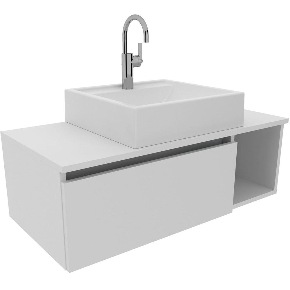 Gabinete de Banheiro 80 cm com Cuba 1 Porta e Nicho