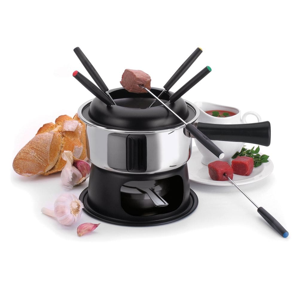 Conjunto Serviço Fondue Lugano Inox Carnes Chocolate Queijo