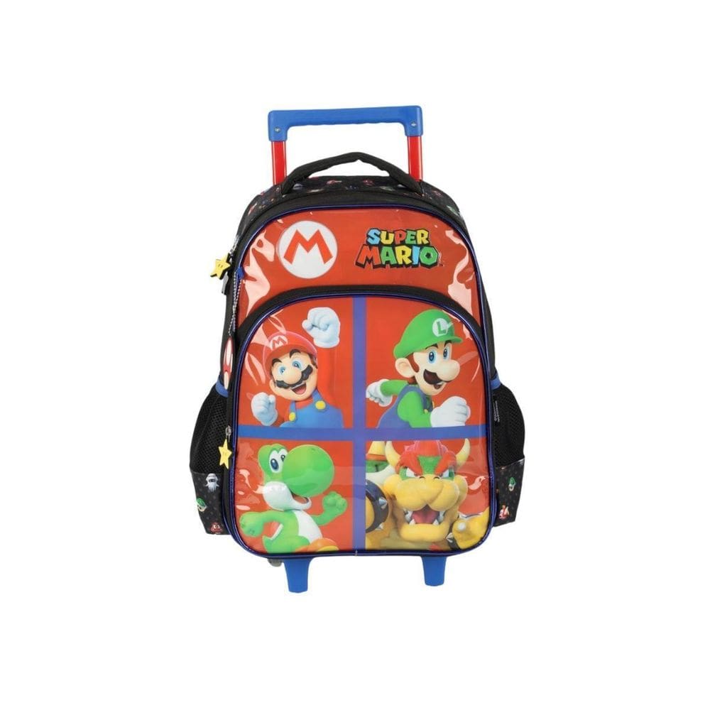 Mochila De Rodas Super Mario Luigi Escolar Meninos Vermelho