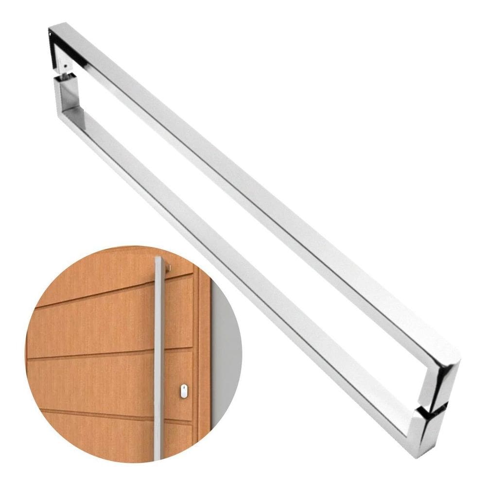 Puxador De Porta U Luxo Inox Escovado 1 Metro Madeira Vidro