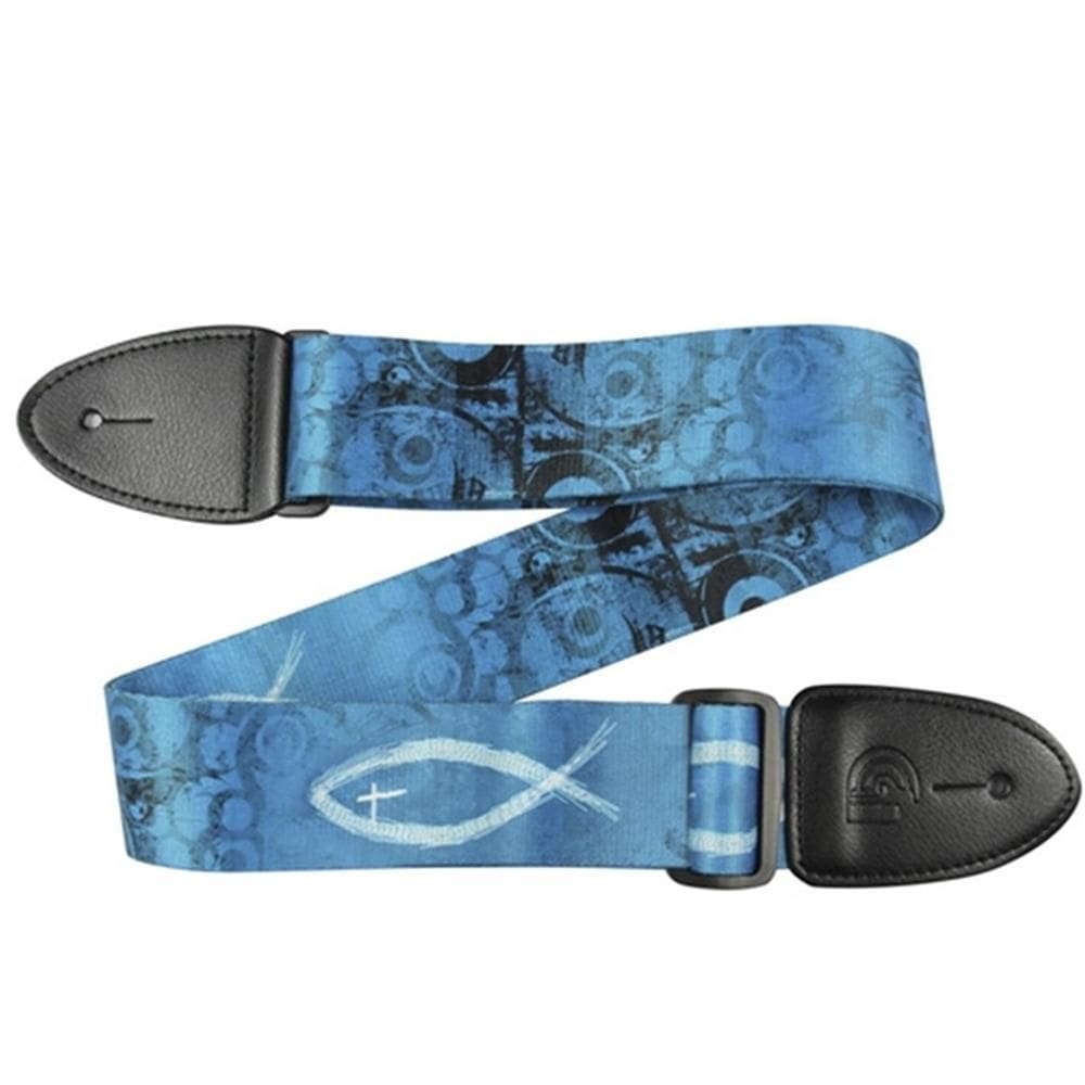 Correia Peixe Gospel Azul Grafismo 5CM - DOLPHIN