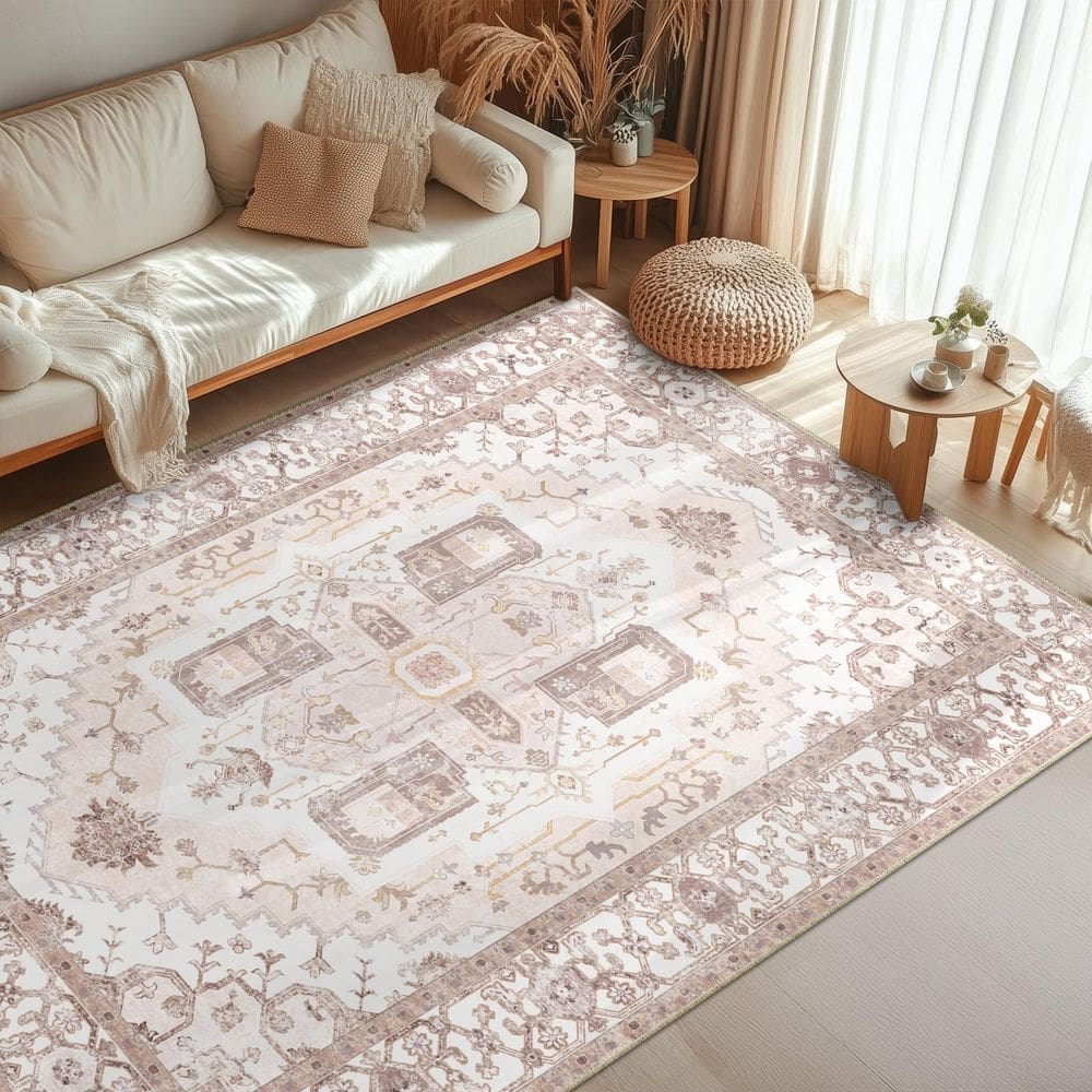 Tapete Area Rose Home Fashion, lavável 160 x 210 cm, poliéster rosa