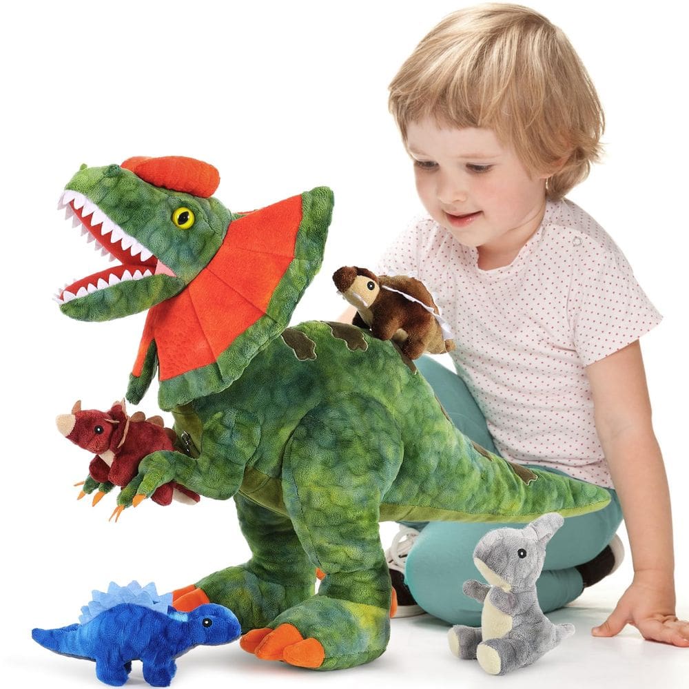 Animal de pelúcia MoriSmos, dinossauro com bebês, brinquedo de pelúcia de 45 cm