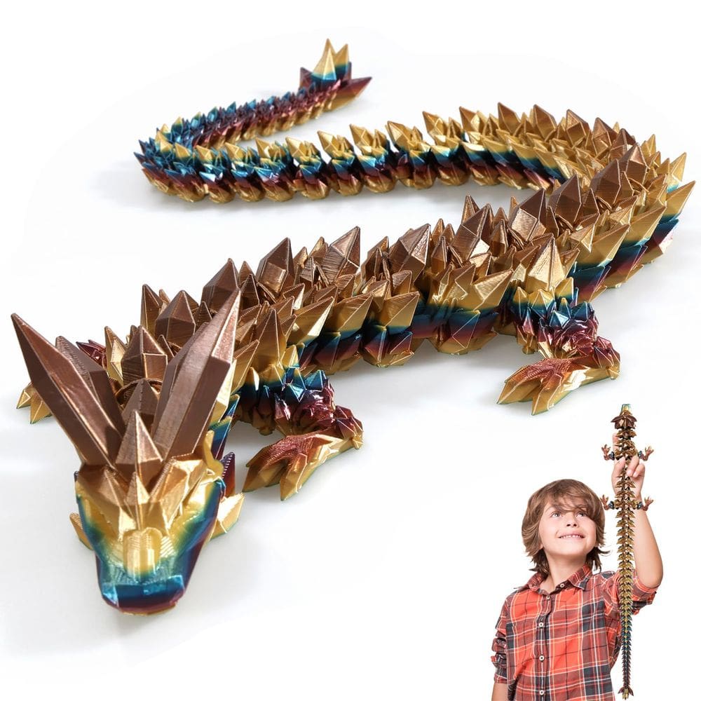 Dragon Toy FOTN impresso em 3D, articulado, 76 cm, ouro cáqui