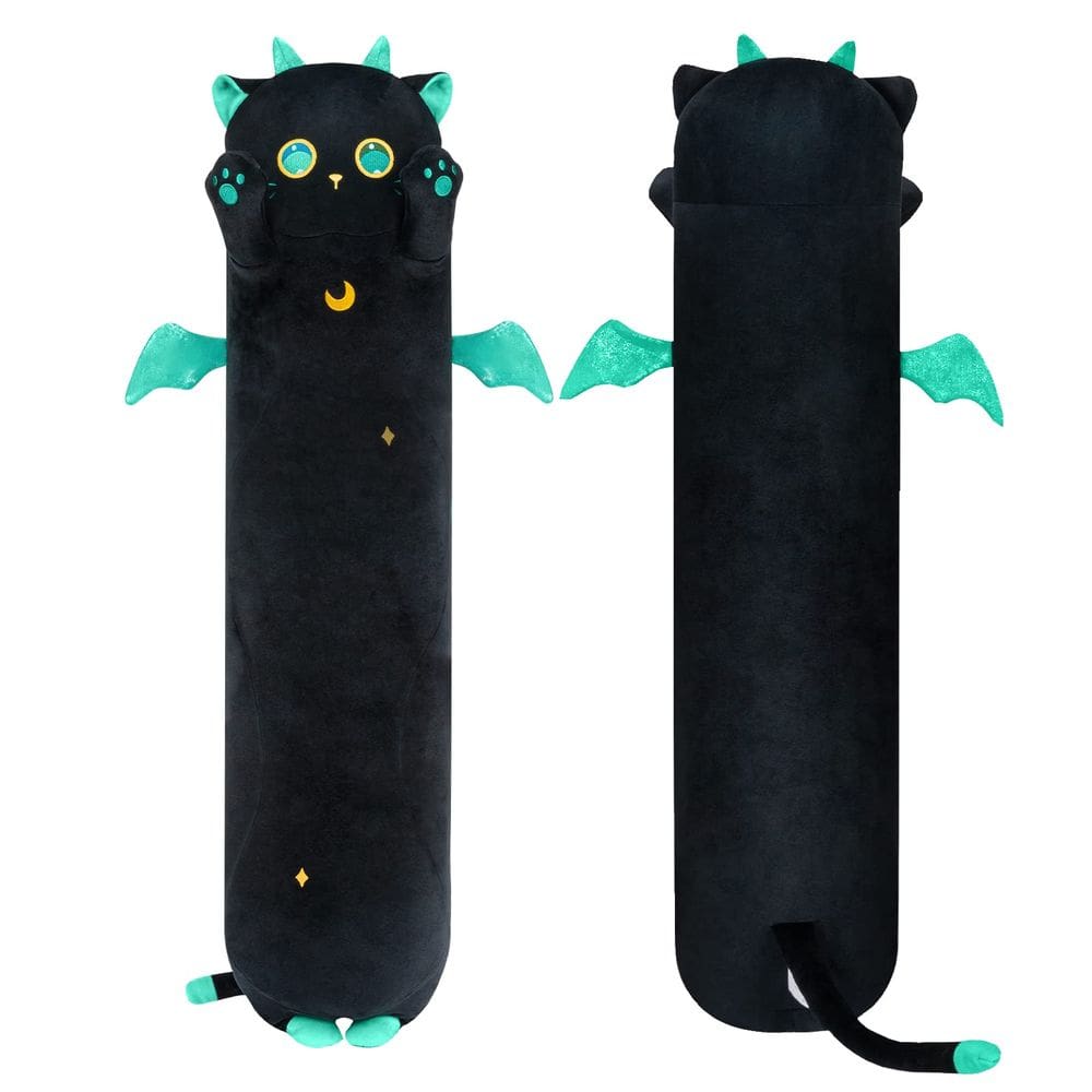 Almofada corporal de pelúcia Mewaii Long Cat Kawaii Black Cat 135 cm