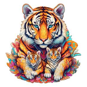 Quebra-cabeças de madeira Woodemon Tiger Family para adultos e crianças