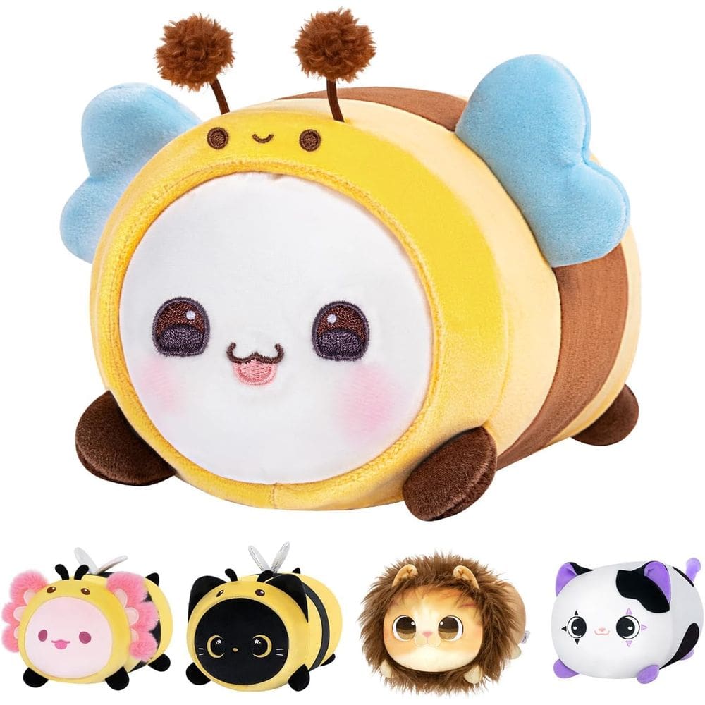 Almofada de pelúcia Mewaii Cute Cat Bee Kawaii com roupa de abelha de 40 cm