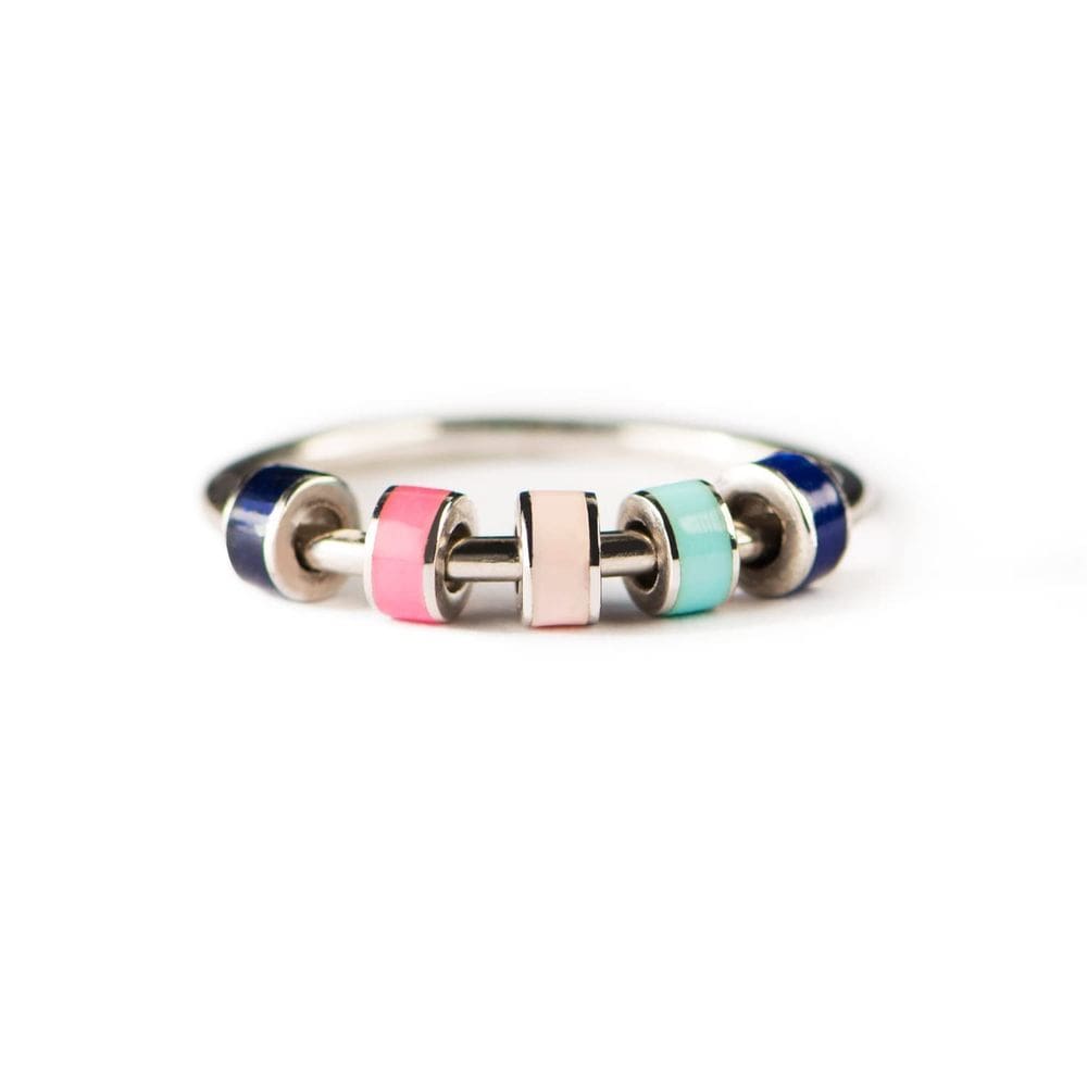 Fidget Ring STORYJEWELLERY para mulheres, esmalte prateado, tamanho 07