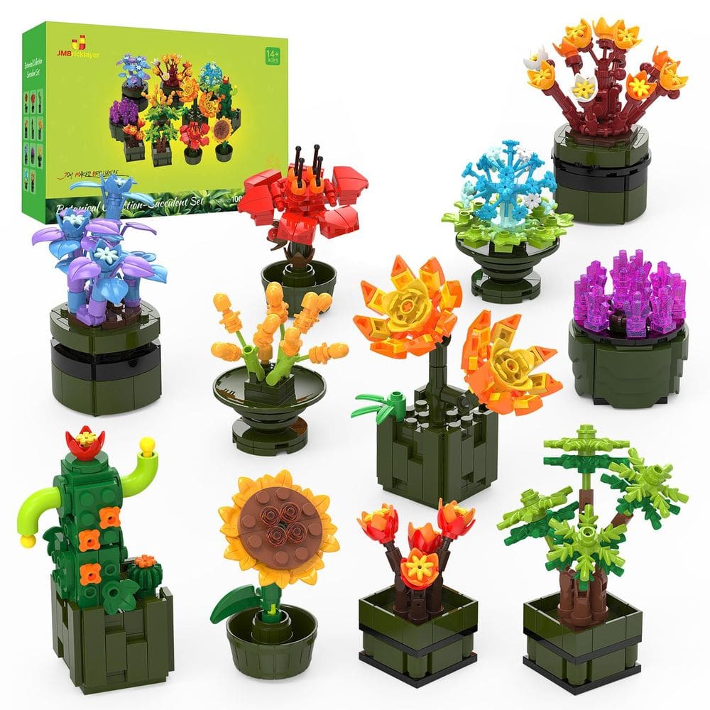 Conjunto de blocos de construção JM Bricklayer Flowers Succulents 10001 12 unidades