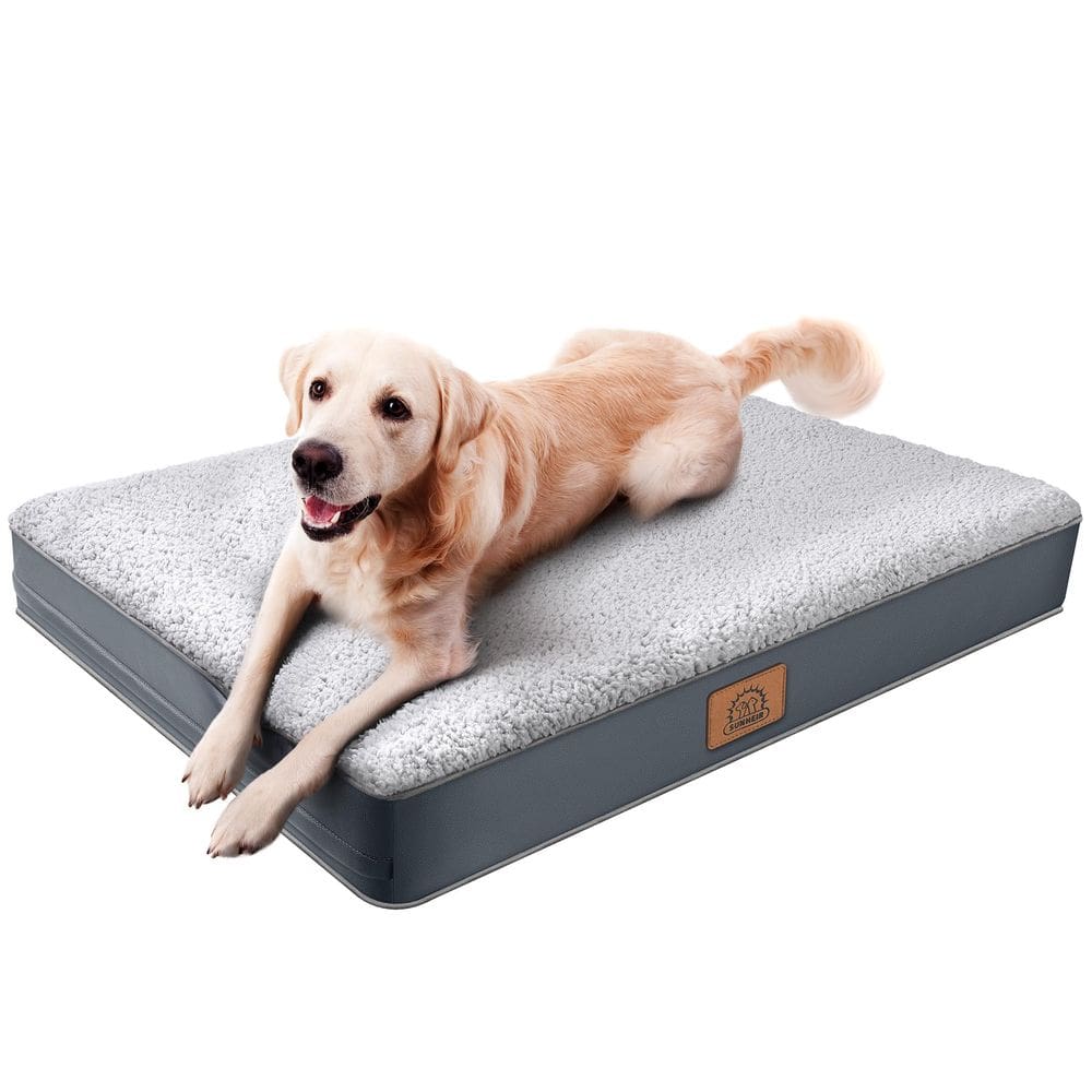 Cama para cães Sunheir Extra Large Orthopaedic XXL impermeável cinza