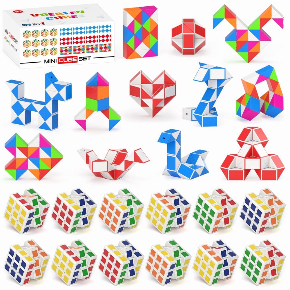 Puzzle Cube Vdealen Mini Cube & Fidget Snake, pacote com 24 unidades para crianças