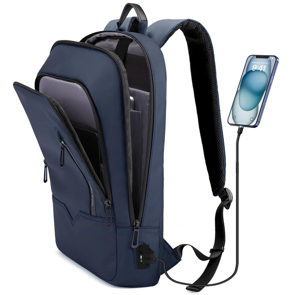 Mochila hk Business Slim para homens com carregador USB 17.3”