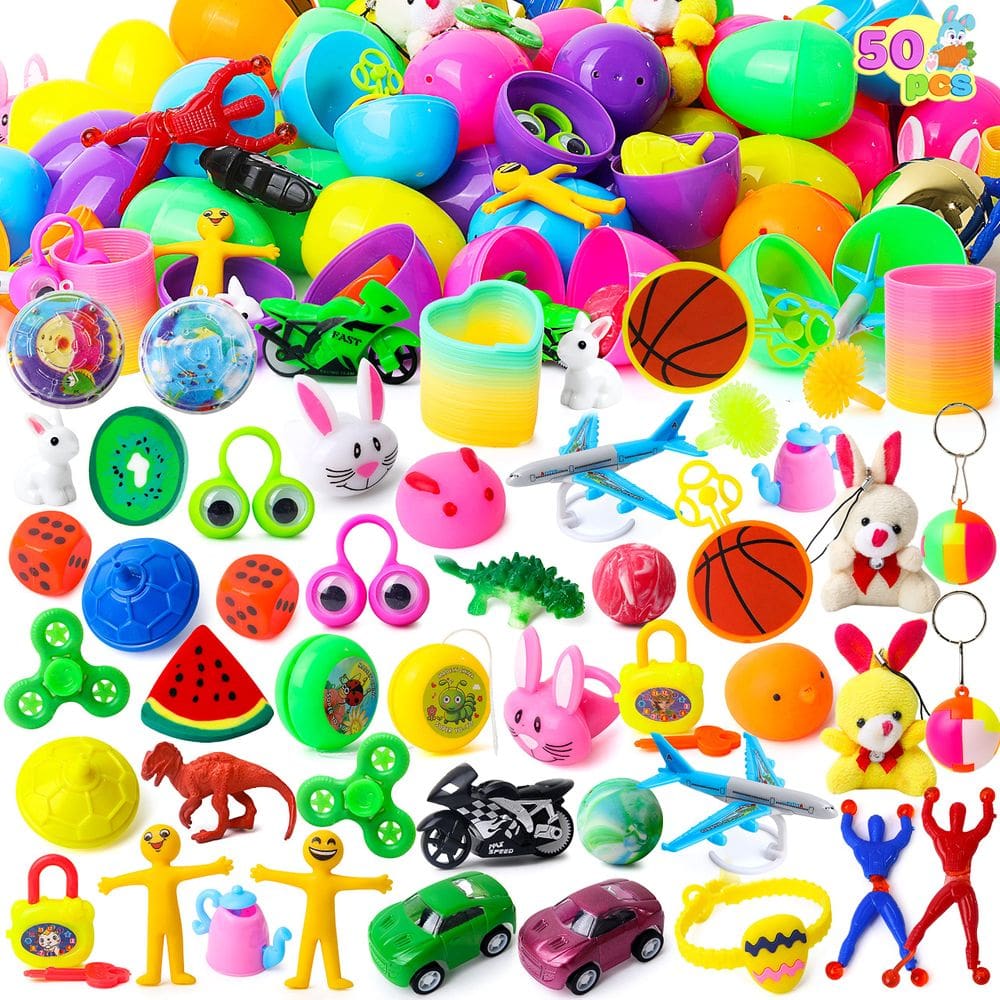 Ovos de Páscoa pré-recheados JOYIN, 50 unidades com brinquedos para Hunt Filler
