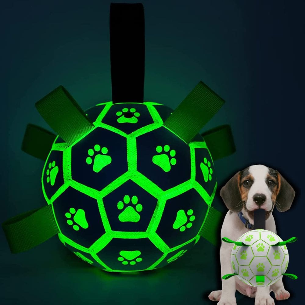 Bola de futebol Dog Toy QDAN Glow in The Dark para cães pequenos e médios