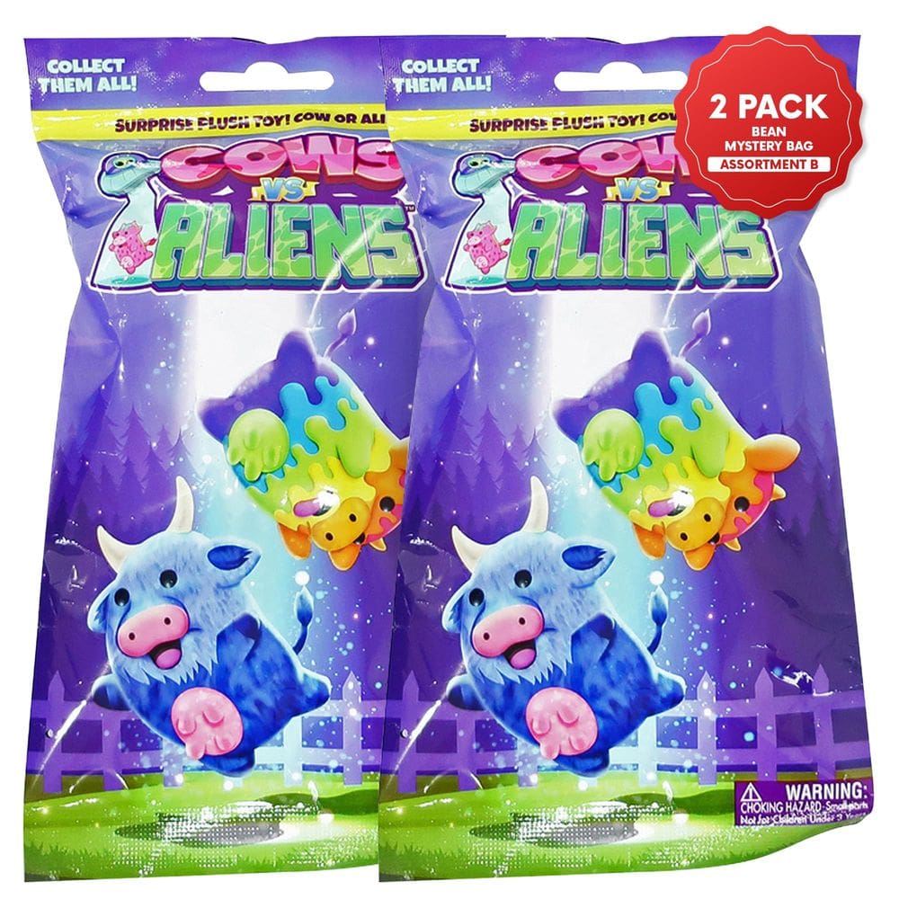 Pacote com 2 brinquedos de pelúcia Cows vs Aliens Mystery para meninos e meninas