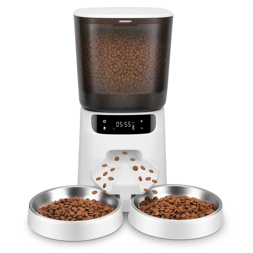 Alimentador automático de gatos Katalic para 2 gatos 5L com 2 taças e temporizador