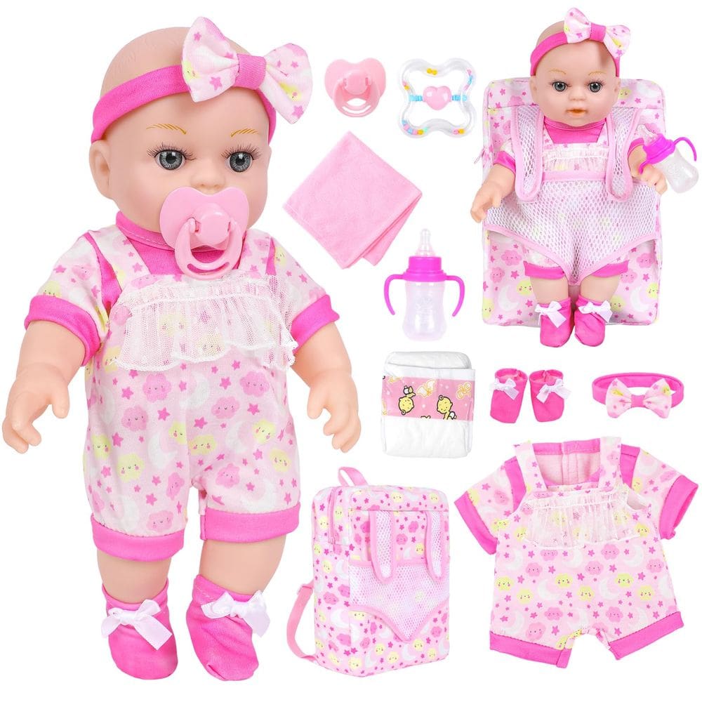 Conjunto de brinquedos Baby Doll XFEYUE 30cm com mochila e acessórios